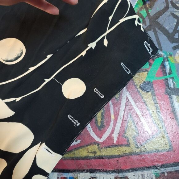 Late 90s/Y2K Rue Gallin polka dot & stripe black & white button side midi dress - Picture 6 of 8